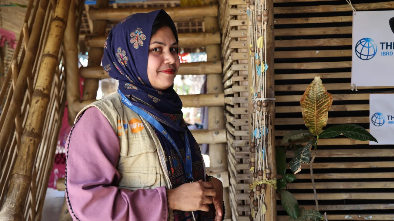A humanitarian worker supporting Rohingya refugees and host communities in Cox’s Bazar.